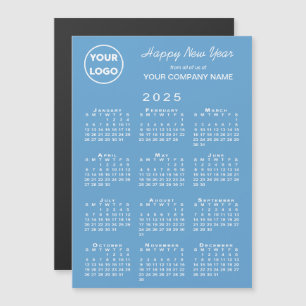 Carte Magnétique Calendrier 2025 Business Logo Light Blue Holiday