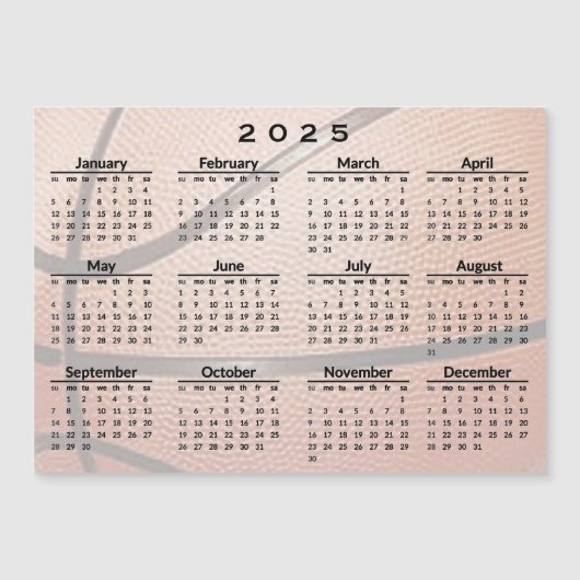 Carte magnétique Calendrier 2025 de conception de  (Devant)