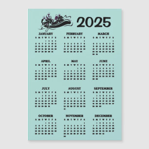 Carte magnétique Calendrier 2025 de Rafting d'eau
