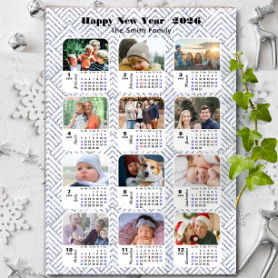 Carte Magnétique Calendrier 2025 Famille Photo Parties scintillant