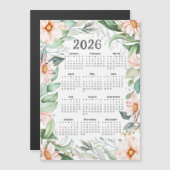 Carte Magnétique Calendrier 2026 Aquarelle Eucalyptus Orange Floral (Devant / Derrière)