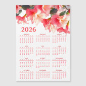 Carte Magnétique Calendrier 2026 avec fleurs (Devant)