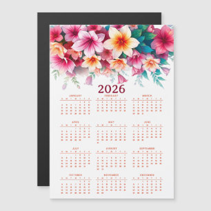 Carte Magnétique Calendrier 2026 avec fleurs