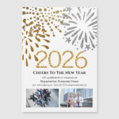 Carte Magnétique Calendrier 2026 Business Festive Fireworks Gold (Devant)