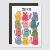 Carte Magnétique Calendrier 2026 Chats colorés (Devant / Derrière)