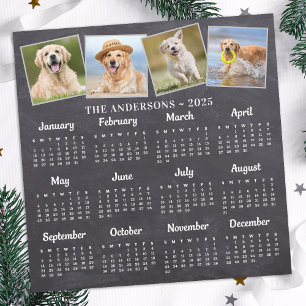 Carte Magnétique Calendrier 2026 Custom 4 Photo Rustic Chalkboard