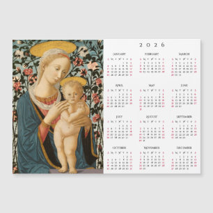 Carte Magnétique Calendrier 2026 de l'art vintage de la Madone et d