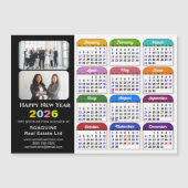 Carte Magnétique Calendrier 2026 Entreprise 2 Photo US Holiday Magn (Devant)