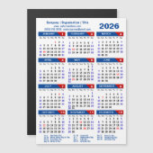 Carte Magnétique Calendrier 2026 Entreprise Simple Bleu Rouge Magné (Devant / Derrière)