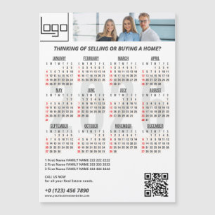 Carte Magnétique Calendrier 2026 Logo de la société QR Code Bourgog