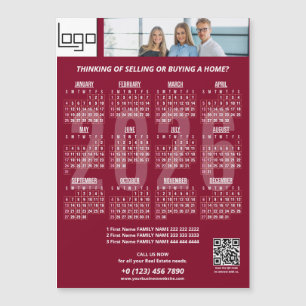 Carte Magnétique Calendrier 2026 Logo de la société QR Code Bourgog