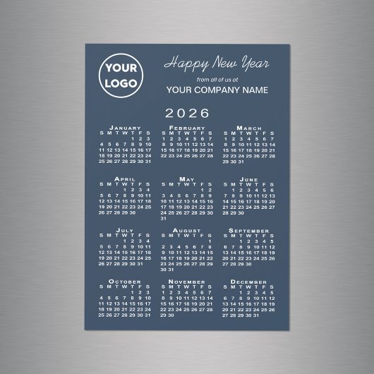 Carte Magnétique Calendrier 2026 Logo Entreprise Marine Aimant de V