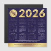 Carte Magnétique Calendrier 2026 Logo Entreprise Navy & Or Entrepri (Devant / Derrière)