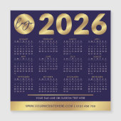 Carte Magnétique Calendrier 2026 Logo Entreprise Navy & Or Entrepri (Devant)