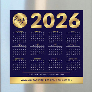 Carte Magnétique Calendrier 2026 Logo Entreprise Navy & Or Entrepri