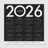 Carte Magnétique Calendrier 2026 Minimaliste Logo d'entreprise Noir (Devant)