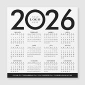 Carte Magnétique Calendrier 2026 Minimaliste Moderne Logo d'entrepr (Devant)