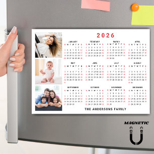Carte Magnétique Calendrier 2026 personnalisé avec nom et collage d