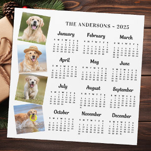 Carte Magnétique Calendrier 2026 Personnalisé Famille Animaux de Co