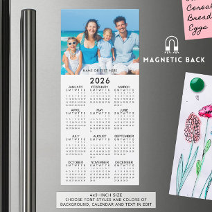 Carte Magnétique Calendrier 2026 Photo personnalisée magnétique