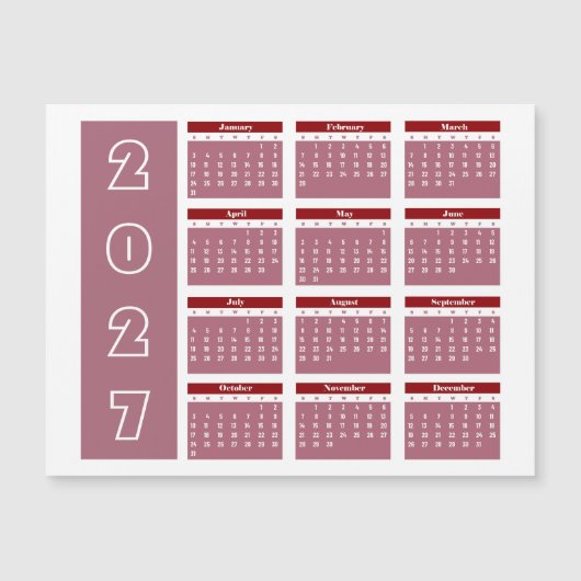 Carte Magnétique Calendrier 2027 (Devant)