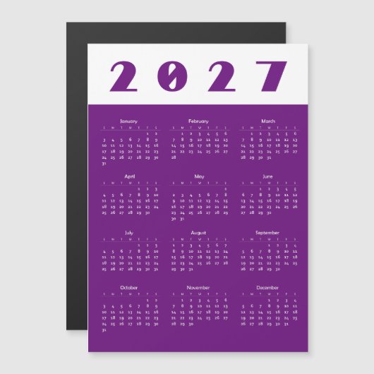 Carte Magnétique Calendrier 2027 (Devant / Derrière)