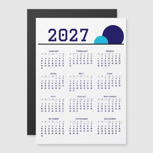Carte Magnétique Calendrier 2027 (Devant / Derrière)