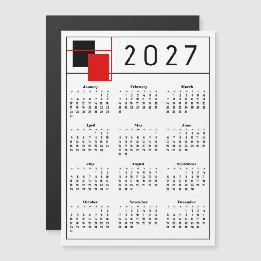 Carte Magnétique Calendrier 2027 (Devant / Derrière)