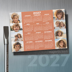 Carte Magnétique Calendrier 2027 - 8 Photos Terre Cuite Aimant Blan