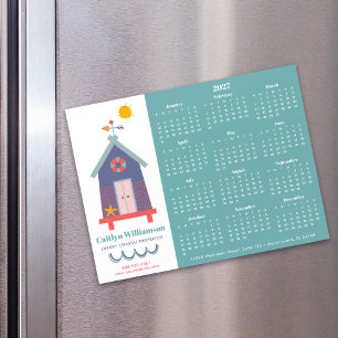 Carte Magnétique Calendrier 2027 Agent Immobilier Maison de Plage A