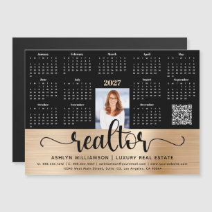Carte Magnétique Calendrier 2027 Aimant Code QR Photo Agent Immobil