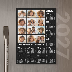Carte Magnétique Calendrier 2027 avec 12 Photos - Aimanté Annuel
