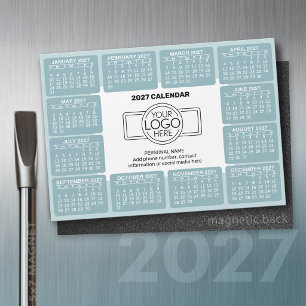 Carte Magnétique Calendrier 2027 avec logo Informations de contact