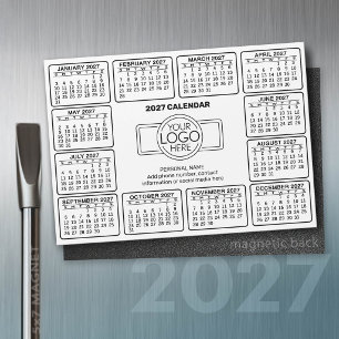 Carte Magnétique Calendrier 2027 avec logo Informations de contact