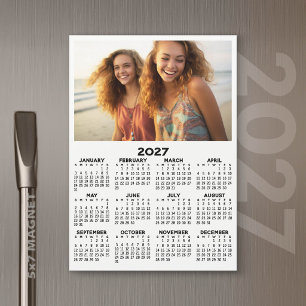 Carte Magnétique Calendrier 2027 avec photo Minimal Moderne Aimant