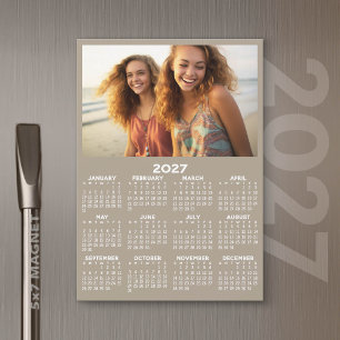 Carte Magnétique Calendrier 2027 avec photo Minimal Moderne Aimant