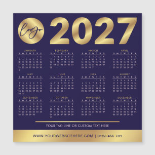 Carte Magnétique Calendrier 2027 Entreprise Logo Navy & Or Entrepri