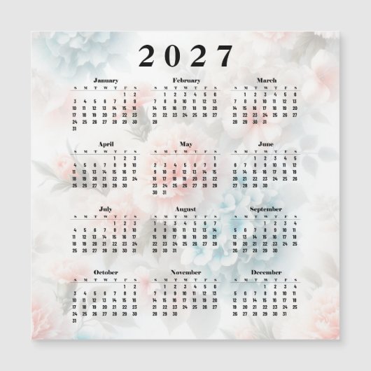 Carte Magnétique Calendrier 2027 Fleurs (Devant)