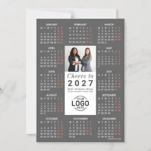 Carte magnétique calendrier 2027 gris élégant avec