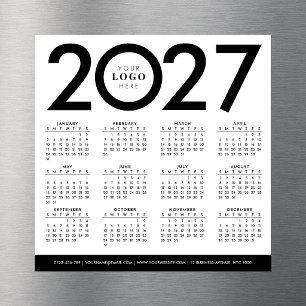 Carte Magnétique Calendrier 2027 Logo d'entreprise Minimaliste Mode