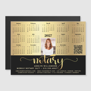 Carte Magnétique Calendrier 2027 Notaire Noir Or Code QR Aimant