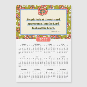 Carte Magnétique Calendrier 2027 Rétro Floral 1 Samuel 16:7