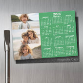 Carte Magnétique Calendrier - 3 Photos - Aimant blanc vert de base