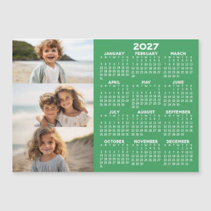 Carte Magnétique Calendrier - 3 Photos - Aimant Vert Blanc De Base