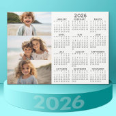 Carte Magnétique Calendrier - 3 Photos - Gris Basique Aimant Blanc