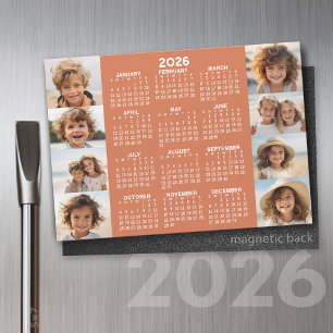 Carte Magnétique Calendrier - 8 Photos Basic Terra Cotta White Magn