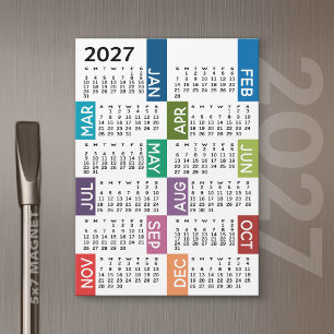 Carte Magnétique Calendrier aimanté 2027 - Mois de mois funky color