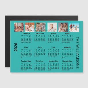 Carte Magnétique Calendrier aimanté couleur 2026 avec six photos