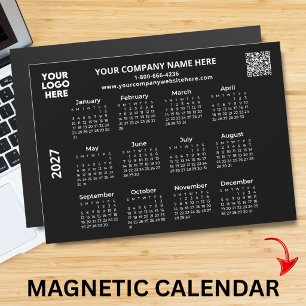 Carte Magnétique Calendrier aimanté noir QR Code Logo Entreprise 20