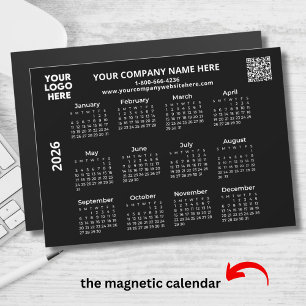 Carte Magnétique Calendrier aimanté noir QR code logo entreprise 20